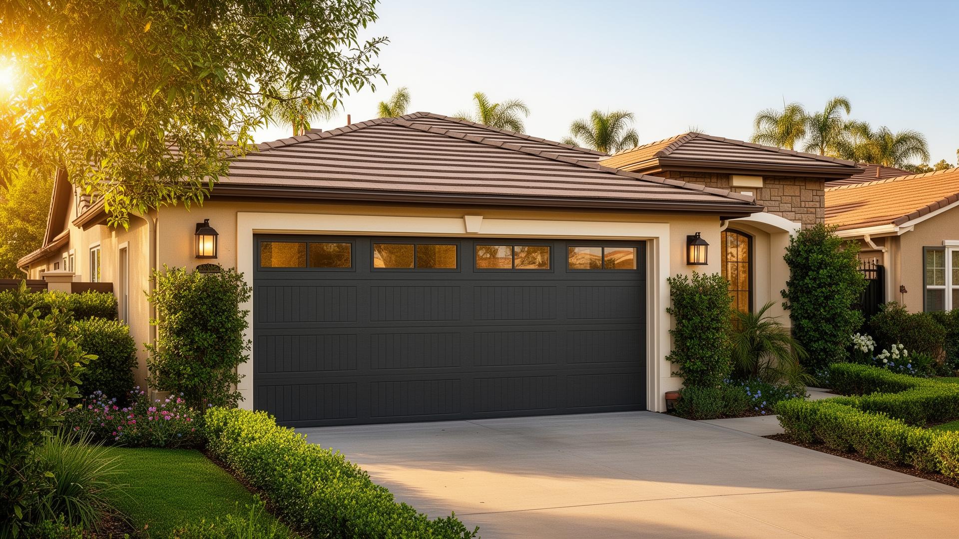 Modern garage door on beautiful San Marcos home